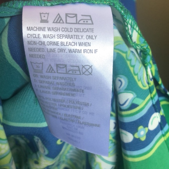 Bob Mackie Wearable Art Green & Blue Print Blouse Sz M - Picture 8 of 9